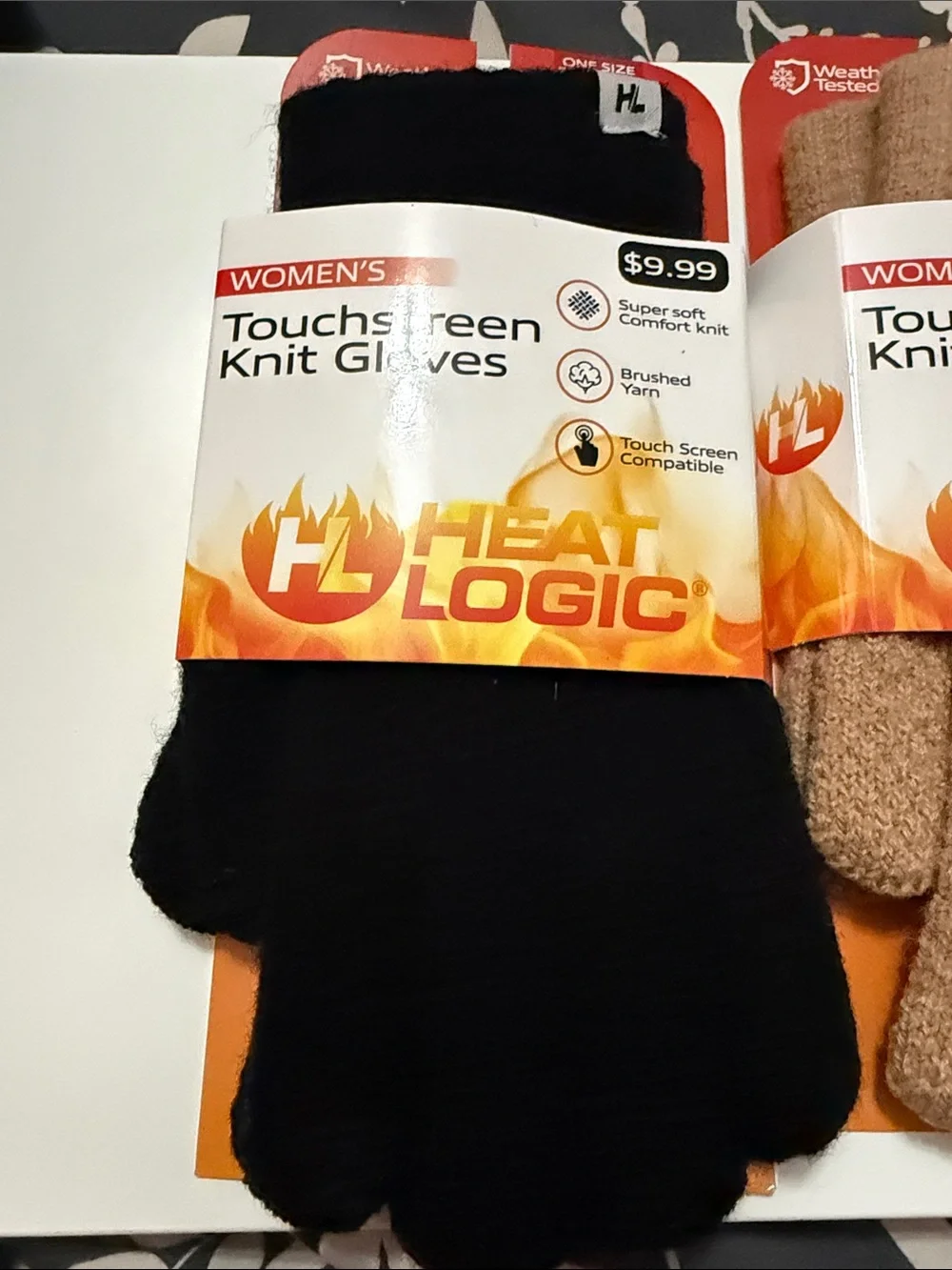 3 Women’s Touchscreen Knit Gloves - Black and Tan